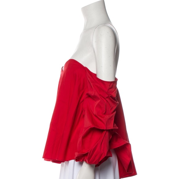 Caroline Constas Red Gabriella Off the Shoulder Top - Picture 6 of 10